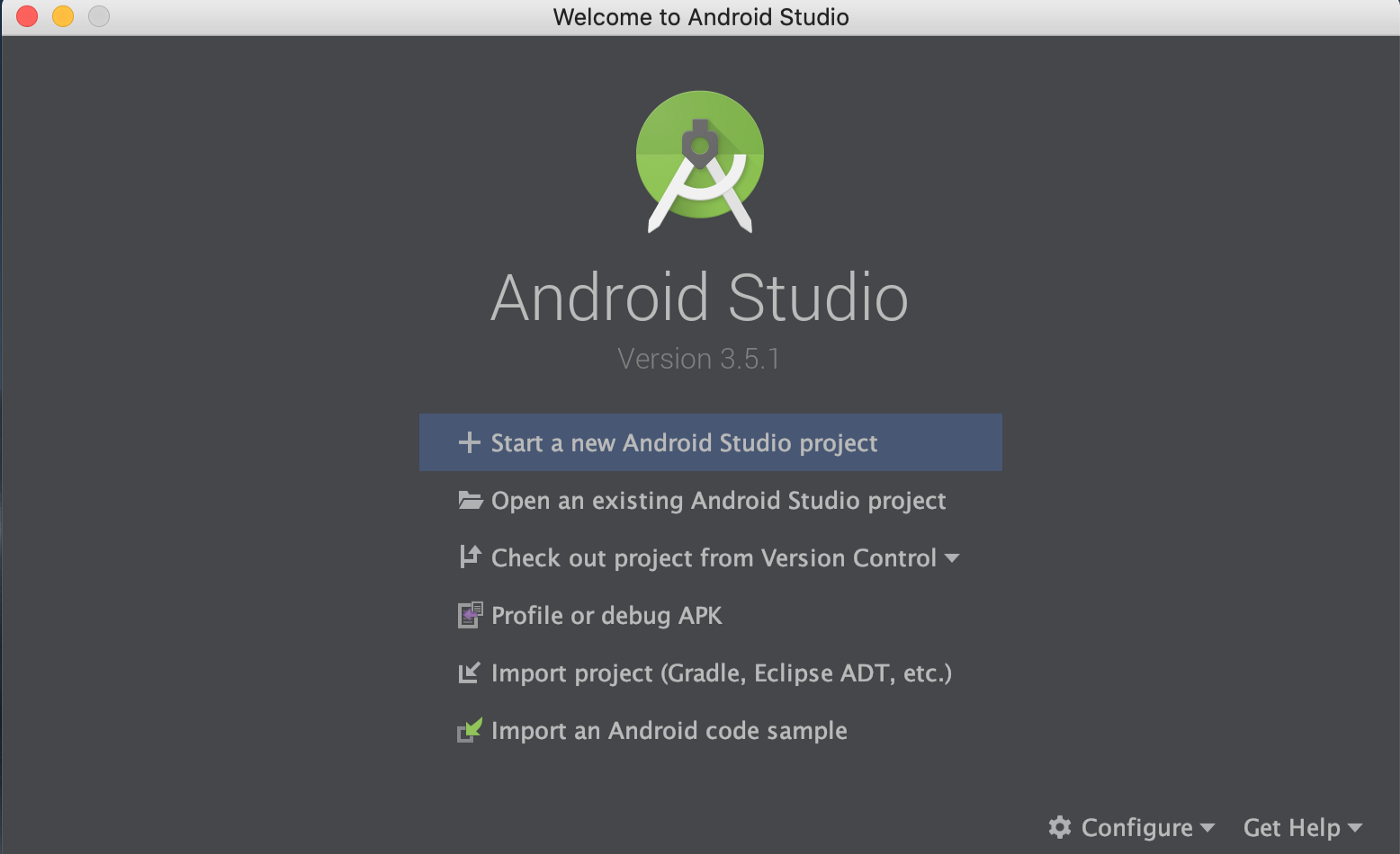 Android studio - start view
